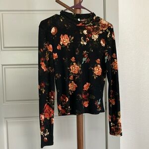 Black floral long-sleeve